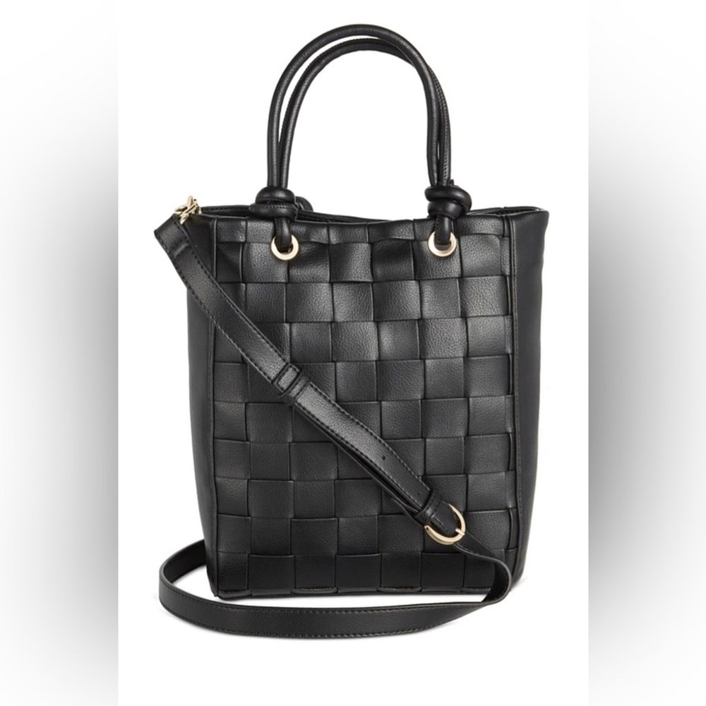 NWT- Chic Black Woven Tote Bag
